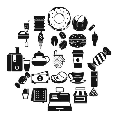 Yemek odası Icons set, basit tarzı