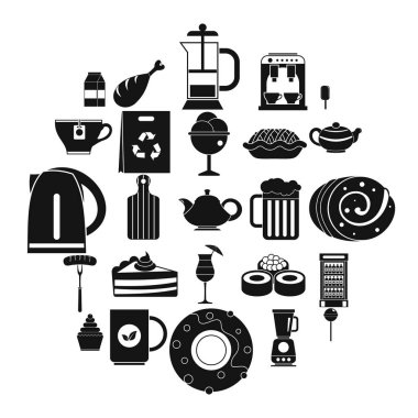 Kantin Icons set, basit tarzı