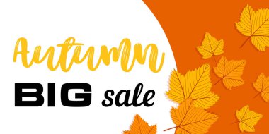 Büyük satış sonbahar afiş yatay, düz stil