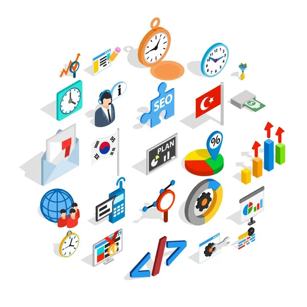 İş planı simgeler kümesi, izometrik stili
