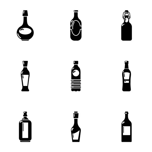 Alkohol závislost ikony nastavit, jednoduchý styl — Stockový vektor