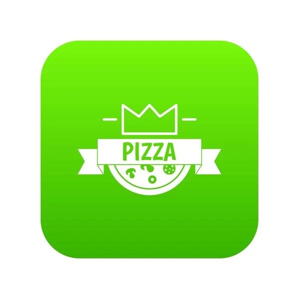 Pizza rei ícone vetor verde — Vetor de Stock