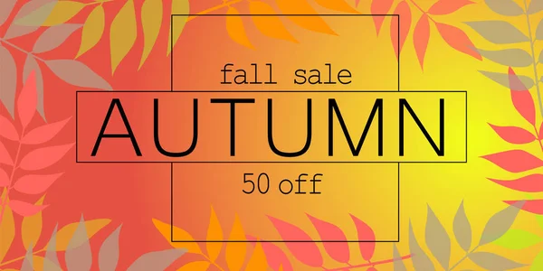 Outono queda venda banner horizontal, estilo plano — Vetor de Stock
