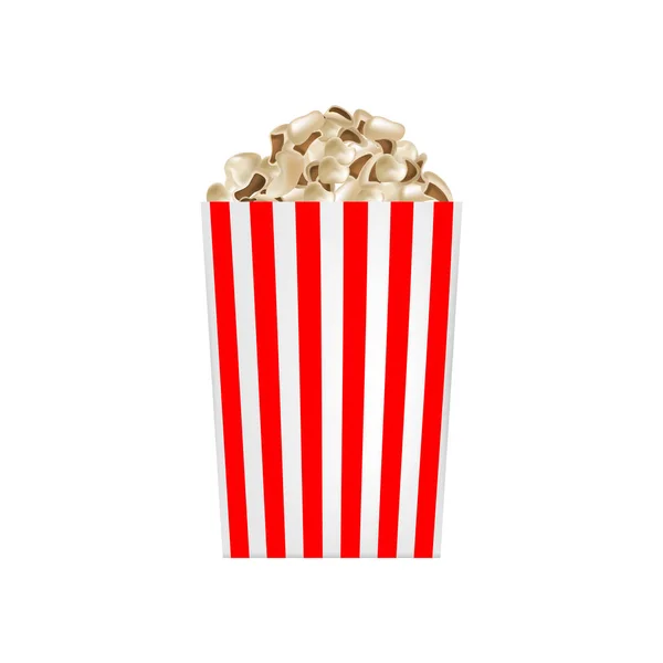 Popcorn gestreifte Box-Attrappe, realistischer Stil — Stockvektor