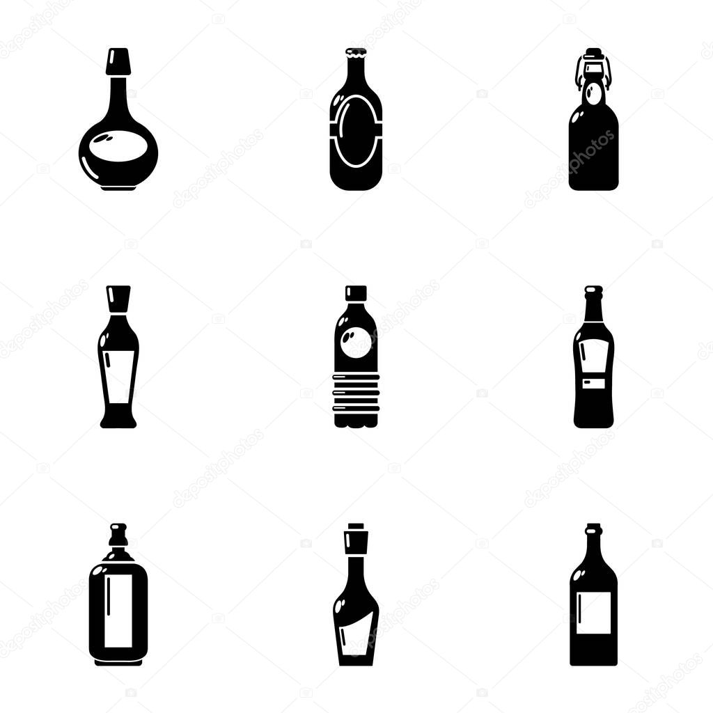 Alcohol dependence icons set, simple style