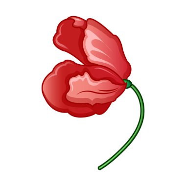 Vahşi haşhaş çiçek simgesi, karikatür tarzı