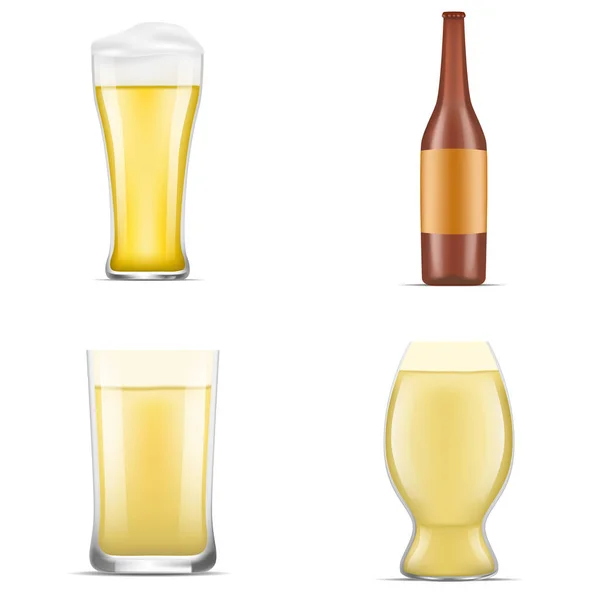 Conjunto de iconos de cerveza alemana, estilo realista — Vector de stock