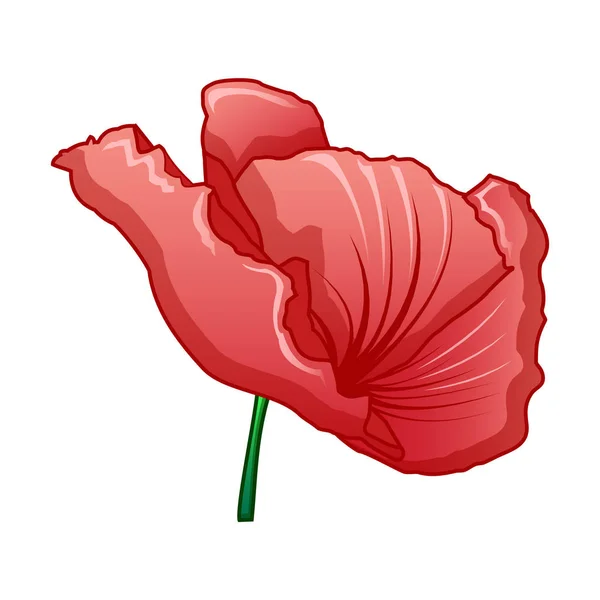 Rode papaver pictogram, cartoon stijl — Stockvector