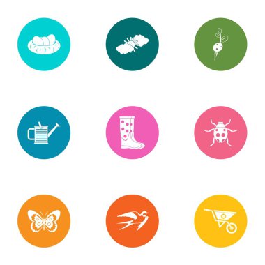 Arka bahçesinde simgeler ayarla, stil düz