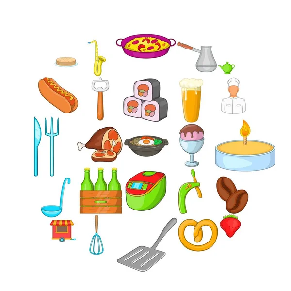 Conjunto de ícones de comida italiana, estilo cartoon — Vetor de Stock