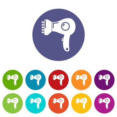 Saç kurutma makinesi simgeler vektör renk ayarla