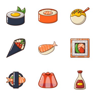 Taze suşi Icons set, karikatür tarzı