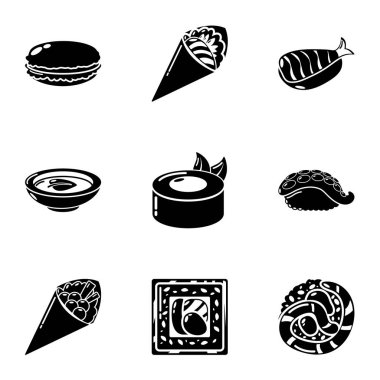 Taze balık Icons set, basit tarzı