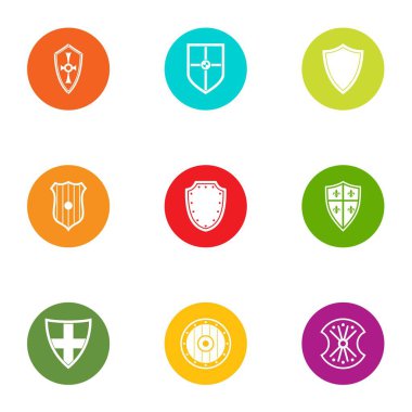 Kule kalkan Icons set, düz stil