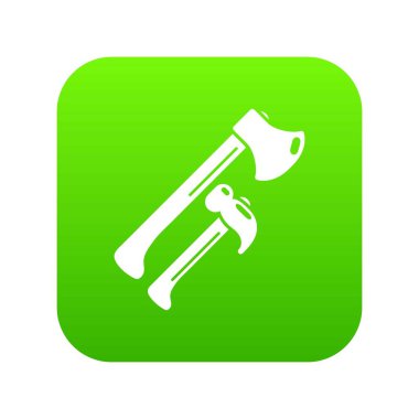 Çekiç ve balta simgesi yeşil vektör