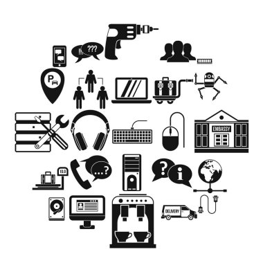 Kulaklık Icons set, basit tarzı