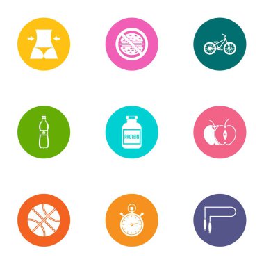 Kadınsı vücut Icons set, düz stil