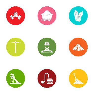 Altın madeni Icons set, düz stil
