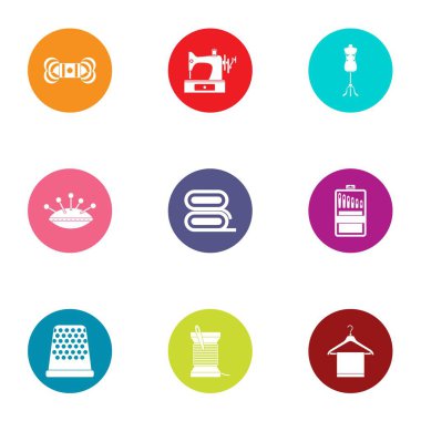 Nakış Icons set, düz stil