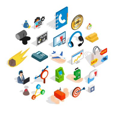 Konferans Icons set, izometrik stili