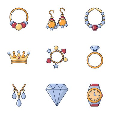 Kadın elmas Icons set, karikatür tarzı