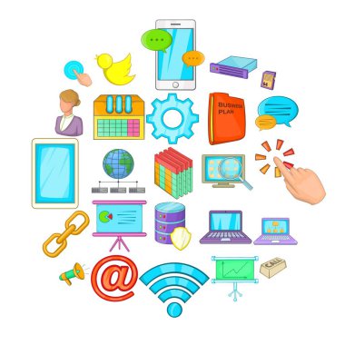 Radyo operatör Icons set, karikatür tarzı