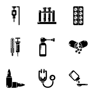 Biyomedikal Icons set, basit tarzı