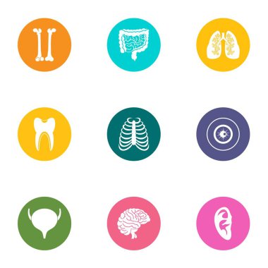 Kemikli Icons set, düz stil