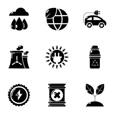 Dünya enerji Icons set, basit tarzı