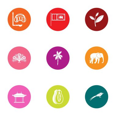 Plaj su simge seti, düz stil