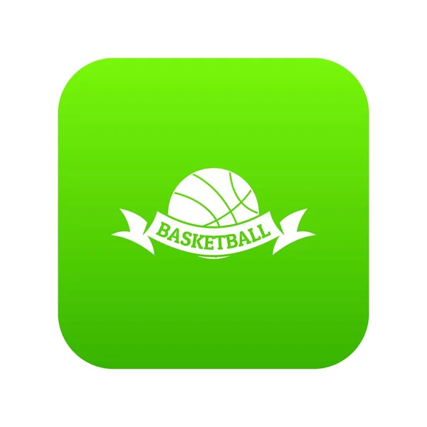 Icono de baloncesto vector verde — Vector de stock