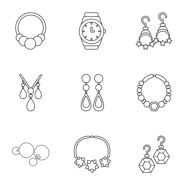 Adamantine icons set, outline style — Stock Vector
