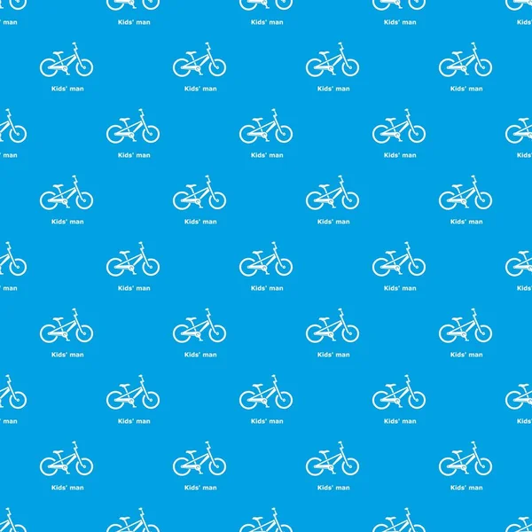 Niños hombre bicicleta patrón vector inconsútil azul — Vector de stock