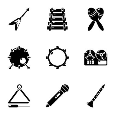 Müzik parçası Icons set, basit tarzı