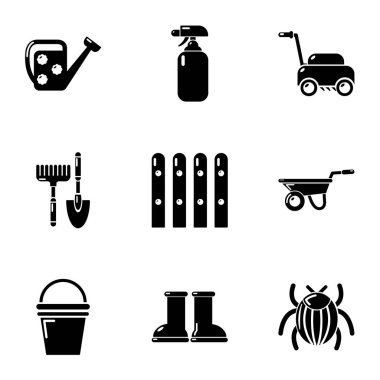 Ülke Icons set, basit tarzı yazlık