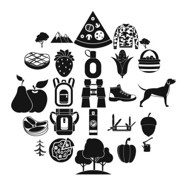 Yaban hayatı Icons set, basit tarzı