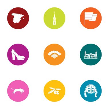 Eski Avrupa simgeleri ayarla, stil düz