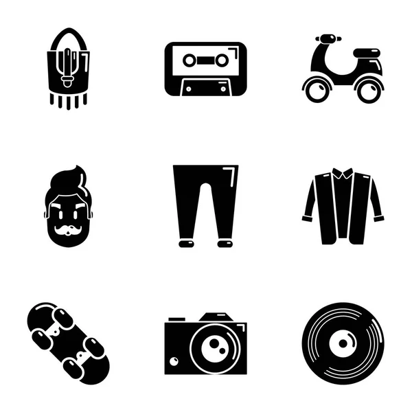 Beat-Icons gesetzt, einfacher Stil — Stockvektor