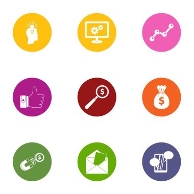 Para Icons set, düz stil çekmek