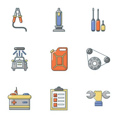 Autorepair Icons set, karikatür tarzı