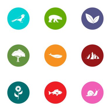 Ormanlık Icons set, düz stil