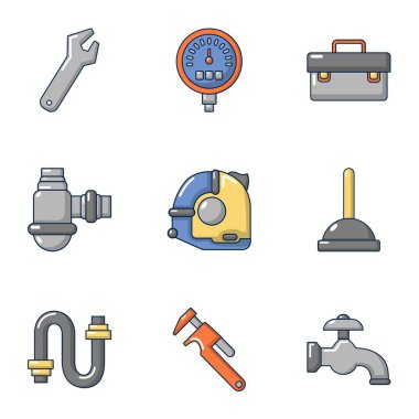 Boru workroom Icons set, karikatür tarzı