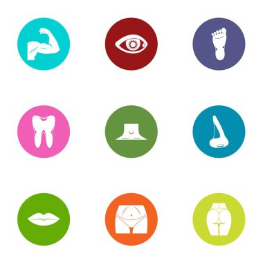 Kusursuz bir beden Icons set, düz stil