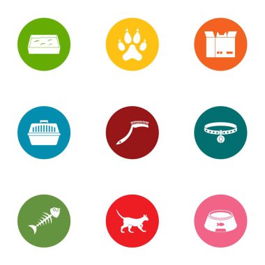 Tedavi hayvan Icons set, düz stil