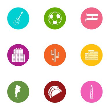 Hemşire Icons set akşam, düz stil