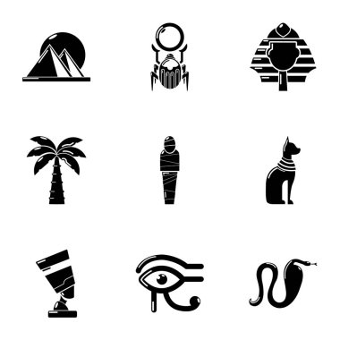 Antik Mısır Icons set, basit tarzı