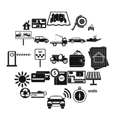 Mekanizması Icons set, basit tarzı