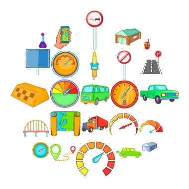 Araç Icons set, karikatür tarzı