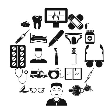 Yakınları Icons set, basit tarzı bakım