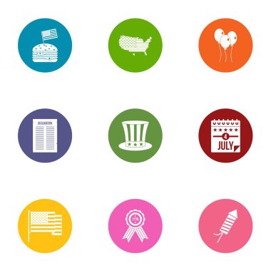 Özerklik Icons set, düz stil